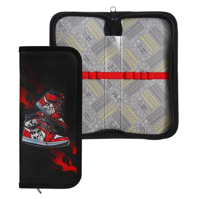 Пенал 1 секция, 90 х 195 х 25 мм, Calligrata  Пенал 1 секция, 90 х 195 х 25 мм, Calligrata "Кеды аниме", ламинированный картон