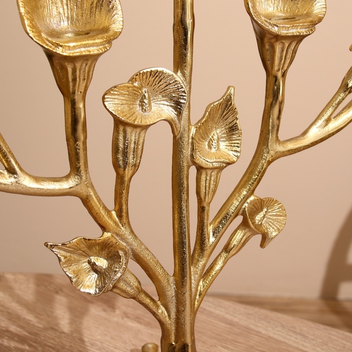 Подсвечник на 5 свечей  Подсвечник на 5 свечей "Цветы" алюминий 47х25х46 см