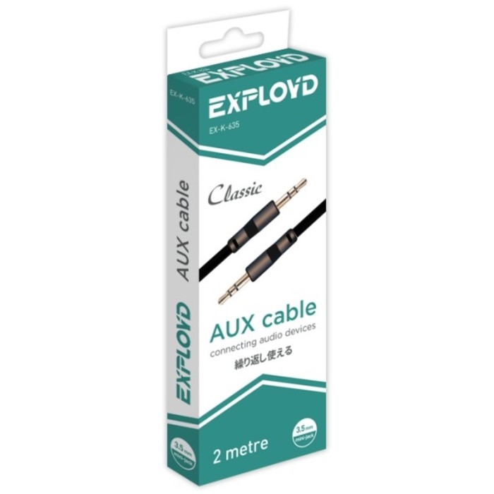 Кабель Exployd EX-K-635 Jack 3.5(м) - Jack 3.5(м),  для микро и наушников, 2 м, черный Кабель Exployd EX-K-635 Jack 3.5(м) - Jack 3.5(м),  для микро и наушников, 2 м, черный