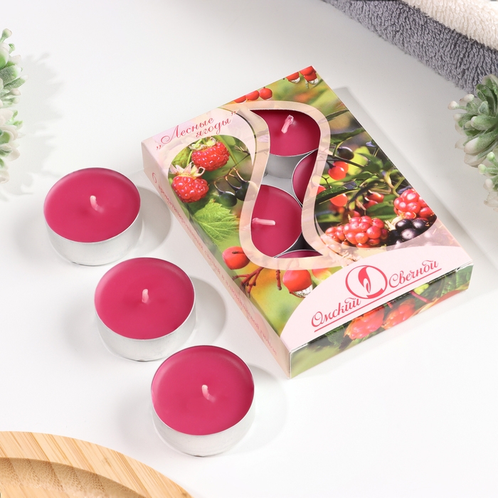 Набор чайных свечей ароматических  Набор чайных свечей ароматических "Ягоды", 3,8х1,6 см, 3,5 ч, 12 г, 6 штук