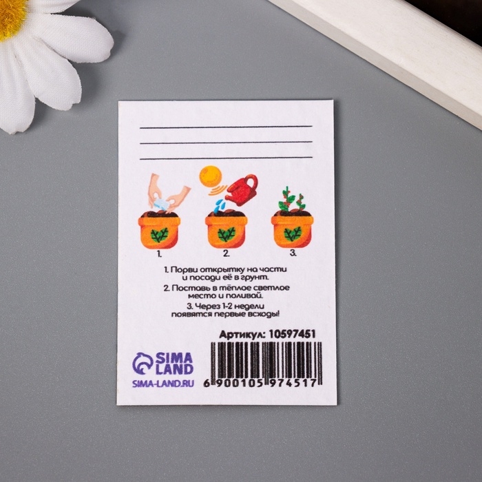 Набор открыток с семенами  Набор открыток с семенами "Вырасти сам" "Сделано вручную" 5*7см 3 шт