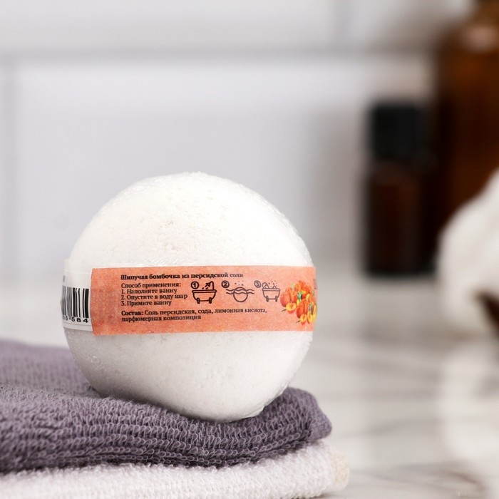 Бомбочка для ванны из персидской соли Бомбочка для ванны из персидской соли "Добропаровъ" с ароматом персика, 110 г