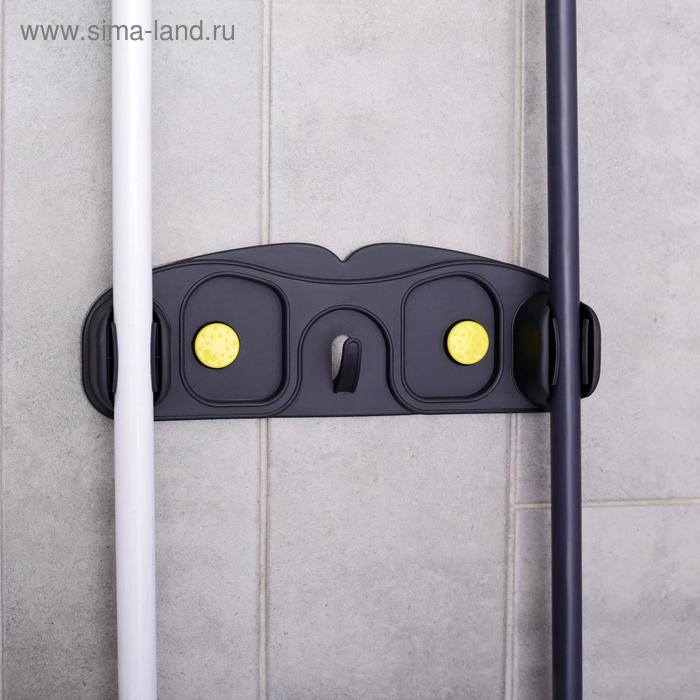 Держатель для швабр, 30×10×5 см, на липучке, с крючком, цвет МИКС Держатель для швабр, 30×10×5 см, на липучке, с крючком, цвет МИКС