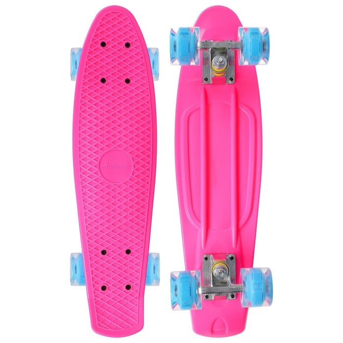 Пенниборд ONLYTOP, 56х15 см, колёса световые PU 60х45 см, алюминиевая рама, цвет фуксия Пенниборд ONLYTOP, 56х15 см, колёса световые PU 60х45 см, алюминиевая рама, цвет фуксия