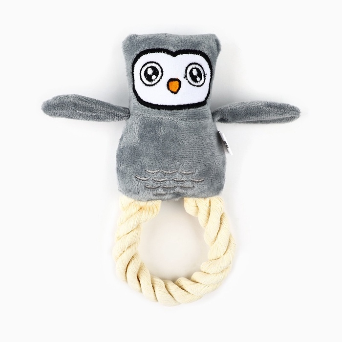 Игрушка для собак с канатом «Сова», 20 х 15 см, серый Игрушка для собак с канатом «Сова», 20 х 15 см, серый