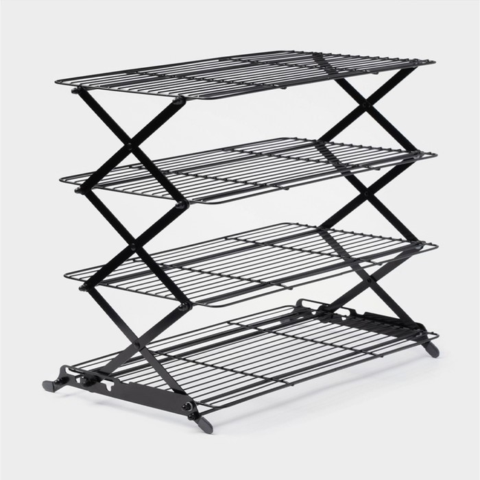 Решётка для глазирования и остывания кондитерских изделий, 4 яруса, 43,5×25,5×8 см, цвет чёрный Решётка для глазирования и остывания кондитерских изделий, 4 яруса, 43,5×25,5×8 см, цвет чёрный