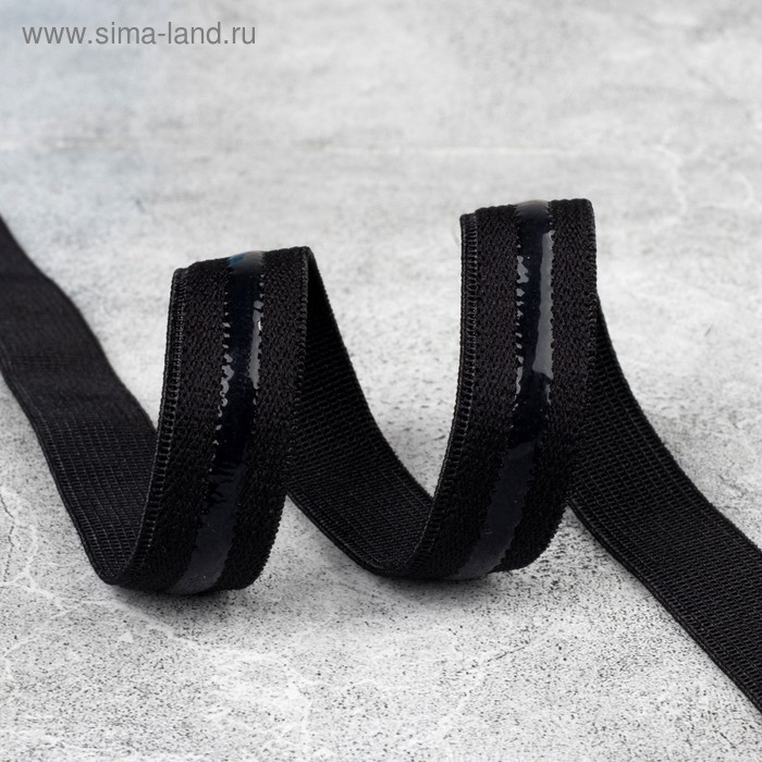 Резинка с силиконом, 15 мм, 10 ± 1 м, цвет чёрный Резинка с силиконом, 15 мм, 10 ± 1 м, цвет чёрный