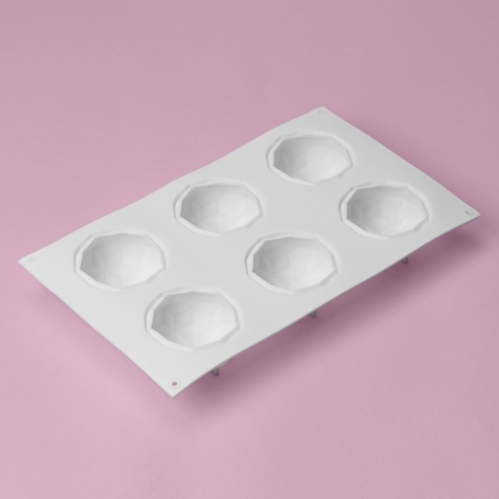 Форма для муссовых десертов и выпечки Доляна «Кристалл», 29,5×17×3,5 см, 6 ячеек (d=6,5 см), цвет белый Форма для муссовых десертов и выпечки Доляна «Кристалл», 29,5×17×3,5 см, 6 ячеек (d=6,5 см), цвет белый