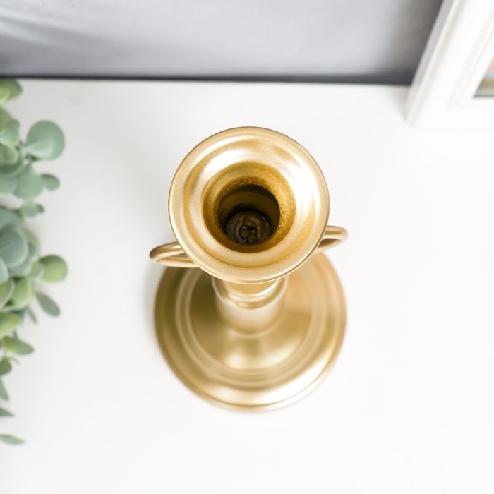 Подсвечник металл на 1 свечу "Сердце" золотой 34х11,5х11,5 см