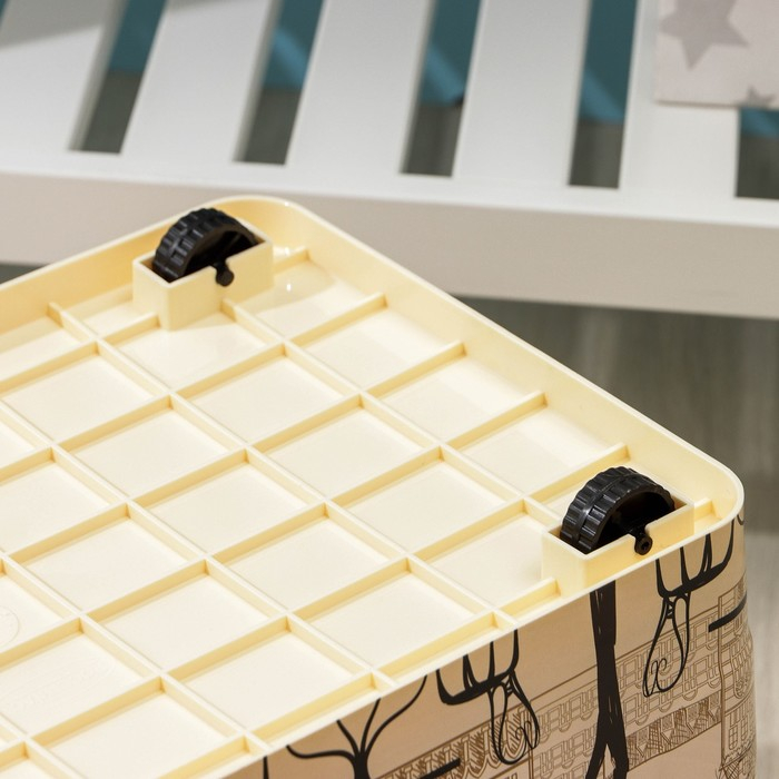 Контейнер для хранения с крышкой «Уличное кафе», 35 л, 50,5×31,5×28 см, на колёсиках, цвет слоновая кость Контейнер для хранения с крышкой «Уличное кафе», 35 л, 50,5×31,5×28 см, на колёсиках, цвет слоновая кость