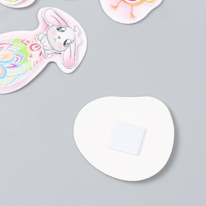 Наклейка картон 2 слоя Наклейка картон 2 слоя "Пасхальные зайчики и цыплята" 17х12 см