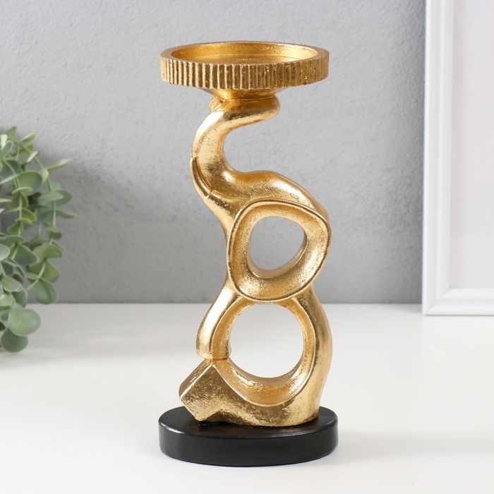 Подсвечник полистоун на 1 свечу "Абстракция. Слон" золото 10,9х9,5х23,8 см