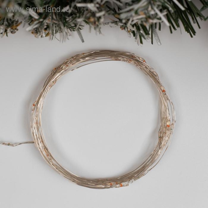 Гирлянда «Нить» 5 м роса, IP20, серебристая нить, 50 LED, 2 режима, батарейки AAх3 (нет в комплекте), свечение красное Гирлянда «Нить» 5 м роса, IP20, серебристая нить, 50 LED, 2 режима, батарейки AAх3 (нет в комплекте), свечение красное