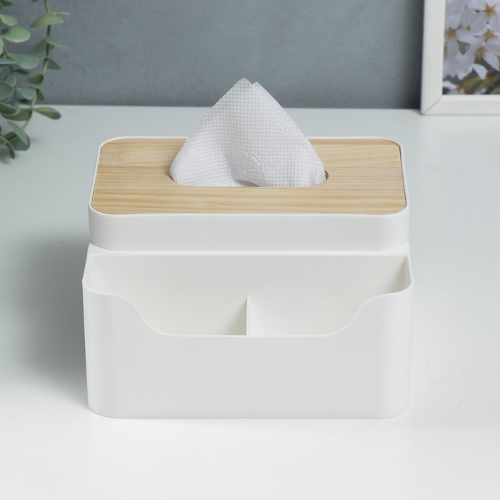Шкатулка пластик д/салфеток+подставка Шкатулка пластик д/салфеток+подставка "Скандинавский стиль" белая 10х17,5х17,5 см