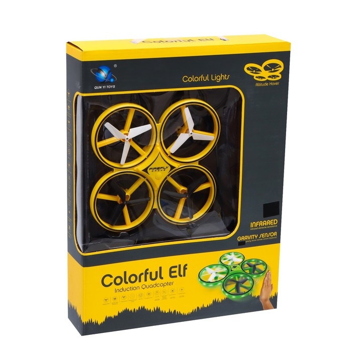 Квадрокоптер радиоуправляемый DRONE, подсветка, работает от аккумулятора, цвет жёлтый Квадрокоптер радиоуправляемый DRONE, подсветка, работает от аккумулятора, цвет жёлтый