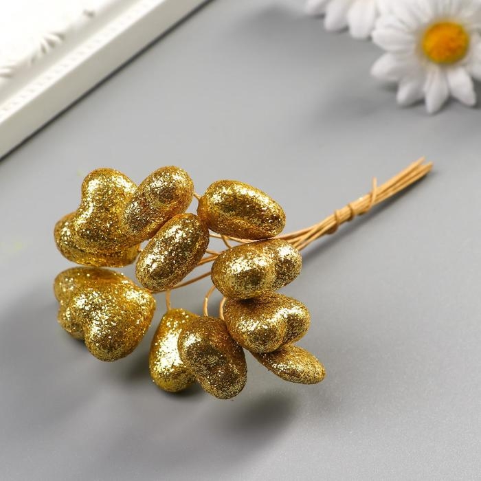 Декор для творчества "Сердечки" МИКС, (1набор=1 букету) в букете 12 шт h-8,5 см