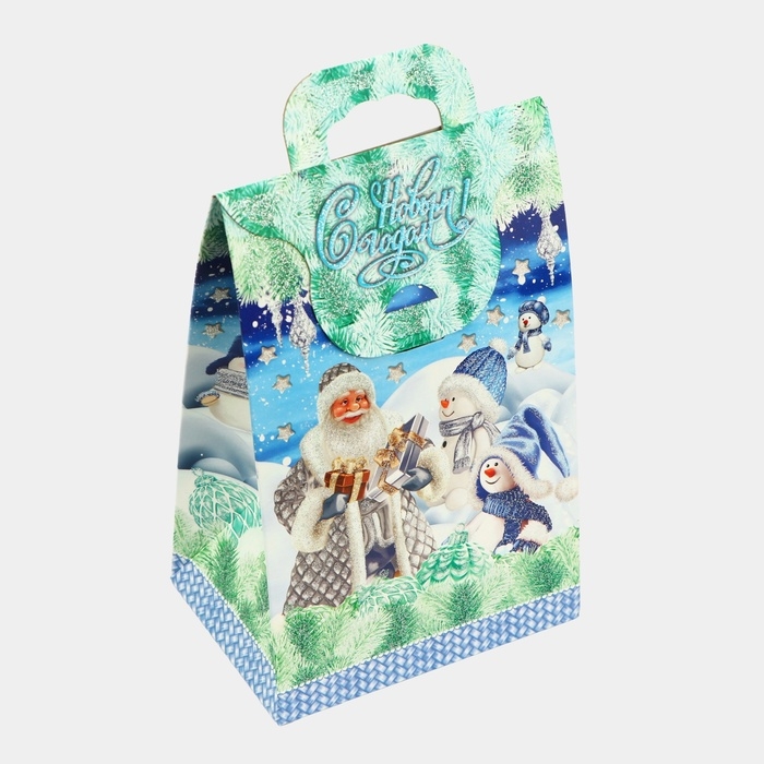 Новый год. Подарочная коробка новогодняя Сумочка мини Новый год. Подарочная коробка новогодняя Сумочка мини "Краски зимы" 140 x 100 x 223 см.