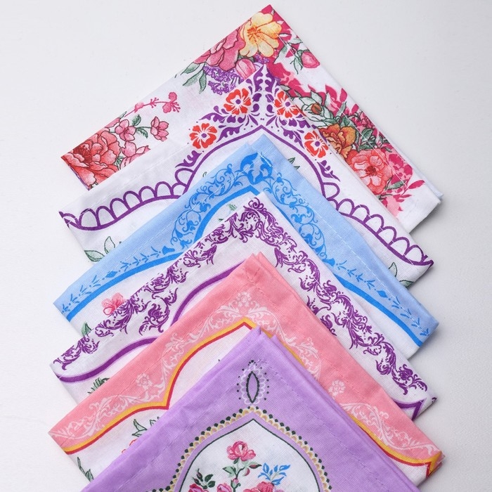 Платок носовой женский 28х28см, 6шт, рис 21218-2, МИКС, ситец 100г/м, хл100% Платок носовой женский 28х28см, 6шт, рис 21218-2, МИКС, ситец 100г/м, хл100%