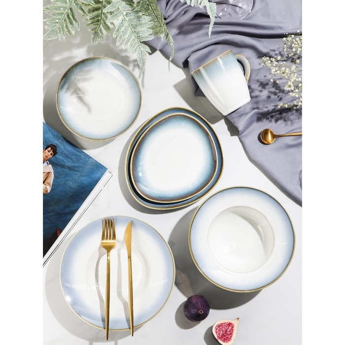 Тарелка фарфоровая для пасты Magistro «Пэвэти», 430 мл, d=21 см, цвет голубой Тарелка фарфоровая для пасты Magistro «Пэвэти», 430 мл, d=21 см, цвет голубой