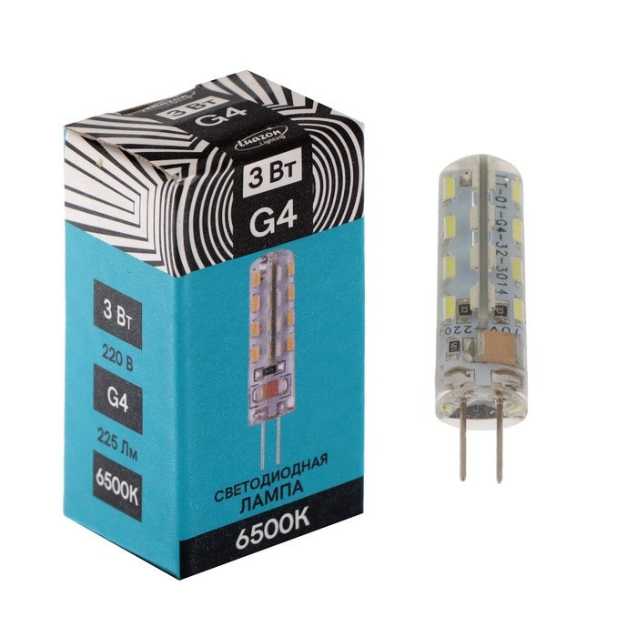 Лампа светодиодная Luazon Lighting, G4, 3 Вт, 220 В, 6500 K, 225 Лм, силикон Лампа светодиодная Luazon Lighting, G4, 3 Вт, 220 В, 6500 K, 225 Лм, силикон