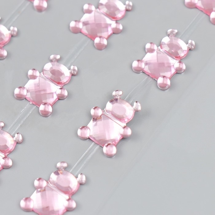 Наклейка пластик стразы Наклейка пластик стразы "Медведи" 6,9х31,2 см