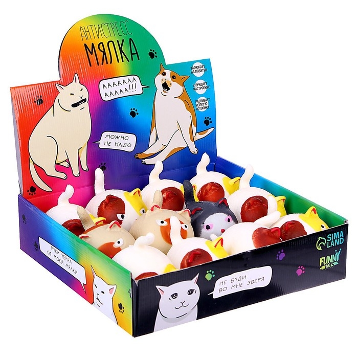 Антистресс сквиш мялка «Коты», цвета МИКС, в шоубоксе, с пастой Антистресс сквиш мялка «Коты», цвета МИКС, в шоубоксе, с пастой