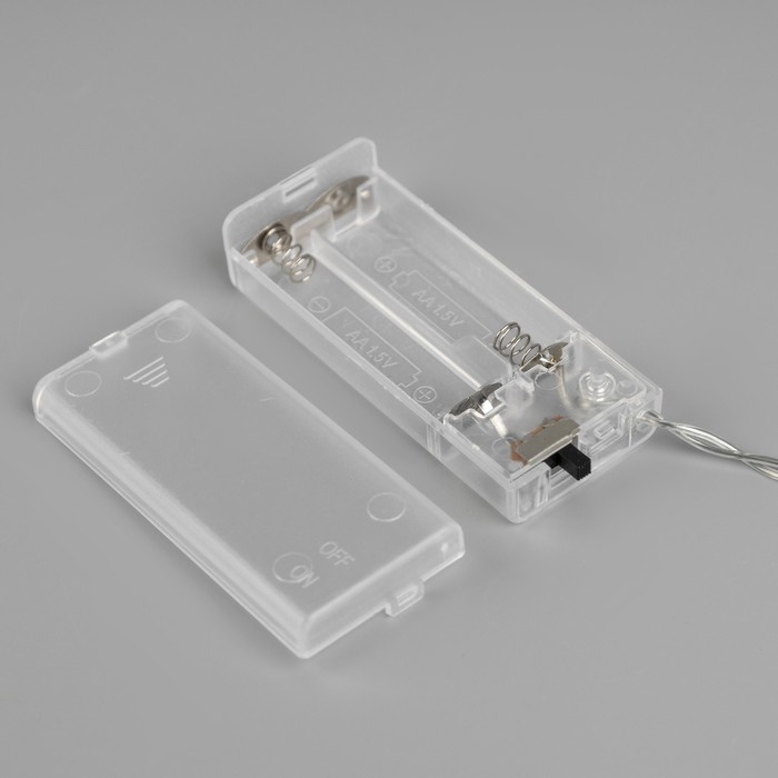 Гирлянда «Нить» 2 м с насадками «Серый фонарик», IP20, прозрачная нить, 10 LED, батарейки AAх2 (нет в комплекте), свечение тёплое белое Гирлянда «Нить» 2 м с насадками «Серый фонарик», IP20, прозрачная нить, 10 LED, батарейки AAх2 (нет в комплекте), свечение тёплое белое