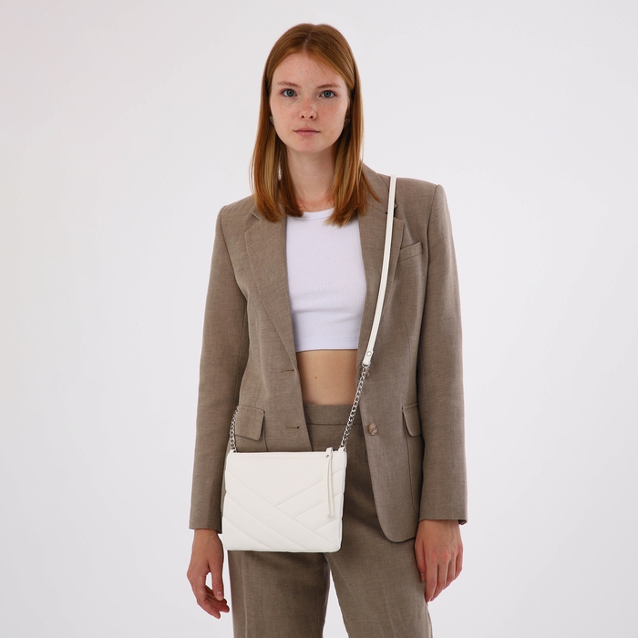 Сумка женская на молнии, цвет белый