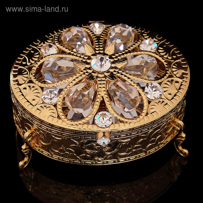 Шкатулка «Грация», с бархатом, 7,5×5,5×4.5 см, с кристаллами Шкатулка «Грация», с бархатом, 7,5×5,5×4.5 см, с кристаллами