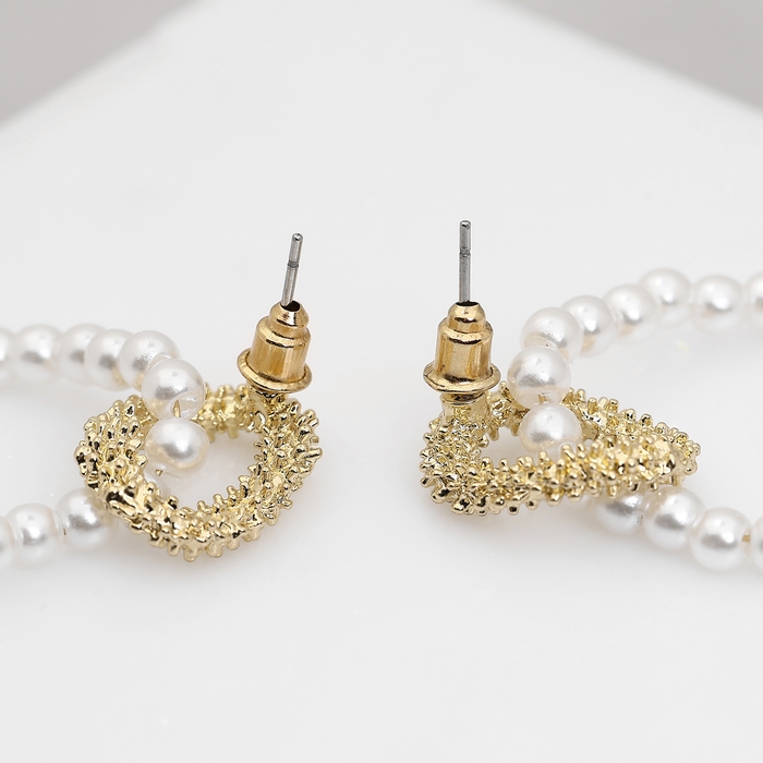 Серьги с жемчугом «Бусина» переплетение чувств, цвет золото Серьги с жемчугом «Бусина» переплетение чувств, цвет золото