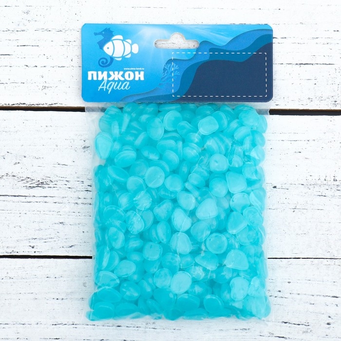 Декоративные камни для аквариума, светящиеся, 8-11 мм, 200 г, голубые Декоративные камни для аквариума, светящиеся, 8-11 мм, 200 г, голубые