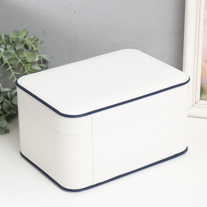 Шкатулка кожзам для украшений  Шкатулка кожзам для украшений "Шейла" белая с синим 25,5х18,5х14 см