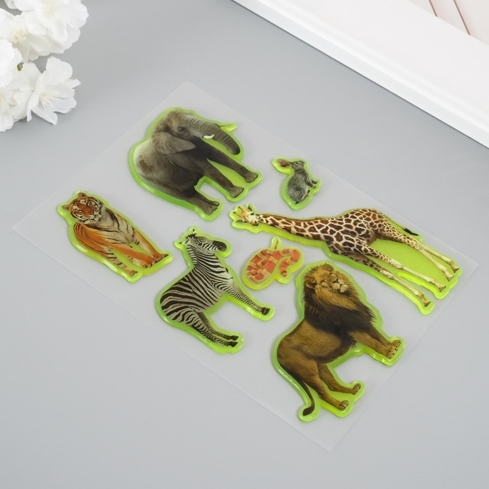 Наклейка силикон на стекло фосфорная Наклейка силикон на стекло фосфорная "Звери Африки" 20х16 см