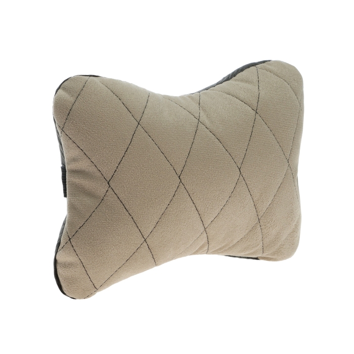 Подушка автомобильная косточка, на подголовник, велюр, бежевый, ромб, 16 х 24 см Подушка автомобильная косточка, на подголовник, велюр, бежевый, ромб, 16 х 24 см