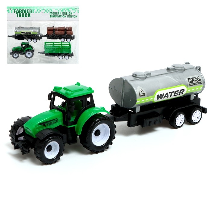 Набор игровой «Ферма», инерция, трактор, 3 прицепа Набор игровой «Ферма», инерция, трактор, 3 прицепа