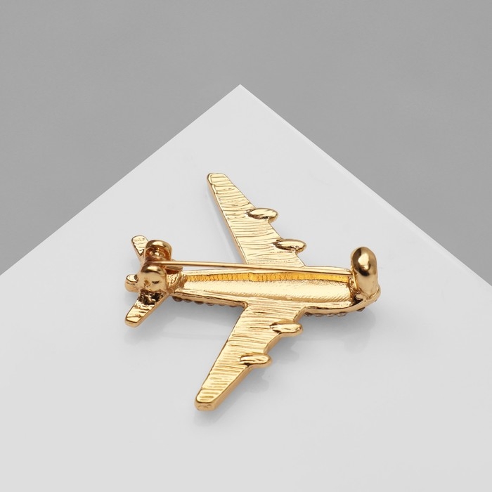 Брошь «Самолёт», цвет белый в золоте Брошь «Самолёт», цвет белый в золоте