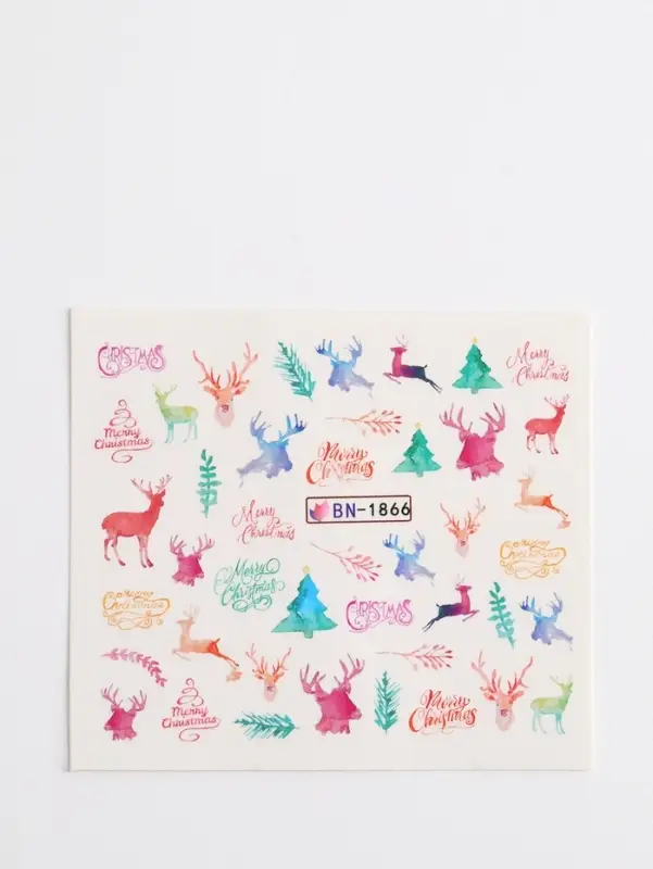 Слайдеры для ногтей «Олени», разноцветные Слайдеры для ногтей «Олени», разноцветные