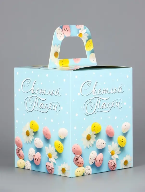 Коробка подарочная пасхальная с окном &laquo;Небесная голубая&raquo; 15&times;15&times;18 см