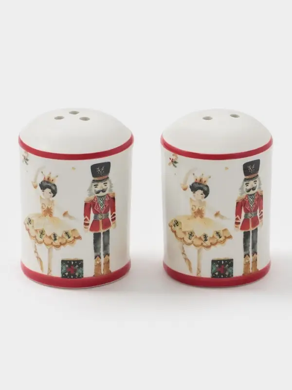 Набор для специй новогодний Доляна «Щелкунчик», 2 предмета: солонка, перечница 50 мл, 4.5×6.5, доломит, белый Набор для специй новогодний Доляна «Щелкунчик», 2 предмета: солонка, перечница 50 мл, 4.5×6.5, доломит, белый