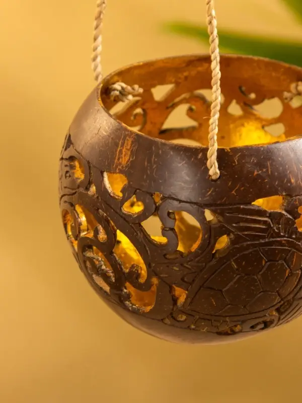 Подсвечник подвесной из кокоса, 9-12 см, коричневый