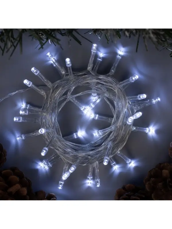 Гирлянда &laquo;Нить&raquo; 4 м, IP20, прозрачная нить, 40 LED, 2 режима, батарейки AAх3 (нет в комплекте), свечение белое