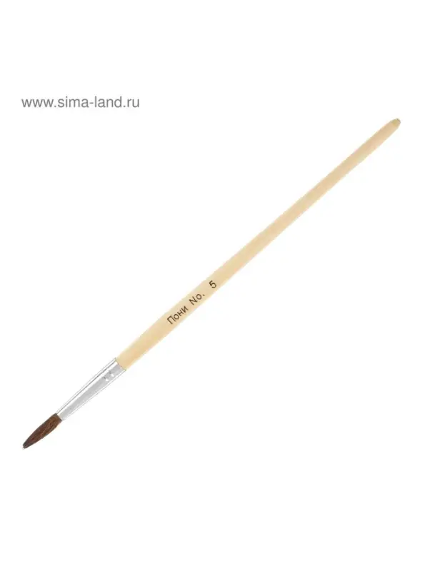 Набор кистей для рисования, пони, 5 штук: № 1, 2, 3, 4, 5, круглые, деревянная ручка, международный размер