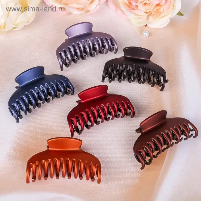 Крабик для волос &laquo;Двойной зубец&raquo;, классика, 8 см, МИКС