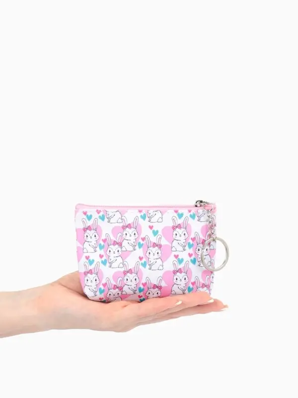 Кошелёк детский &laquo;Зайки&raquo;, монетница, на молнии 10.5&times;2.5&times;8 см, с принтом, МИКС