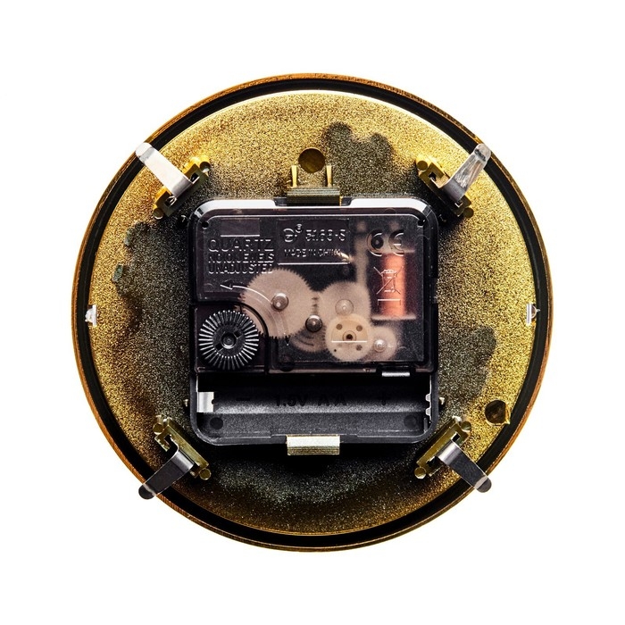 Вставка часы кварцевые, d-10.5 см, плавный ход, золото