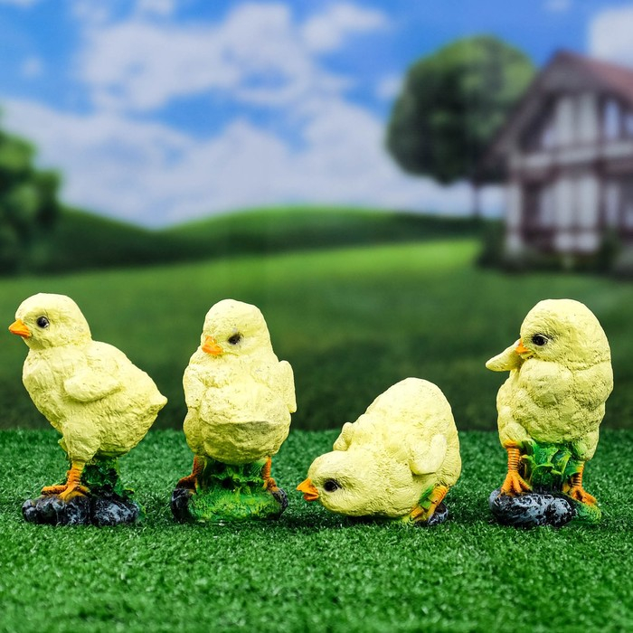 Садовая фигура  Садовая фигура "Цыплята" 15см, комплект из 4-х шт