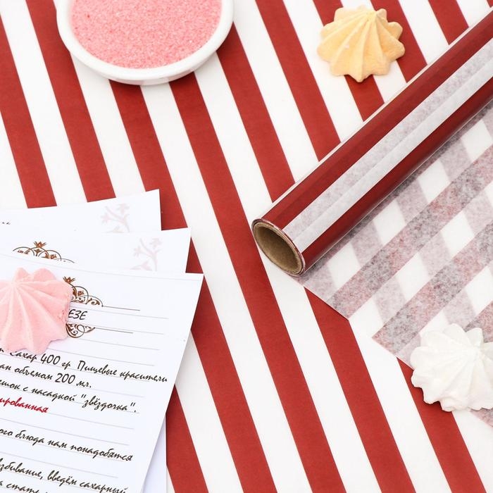 Бумага силиконизированная «Полоски», бордовые, для выпечки, 0,38 х 5 м Бумага силиконизированная «Полоски», бордовые, для выпечки, 0,38 х 5 м