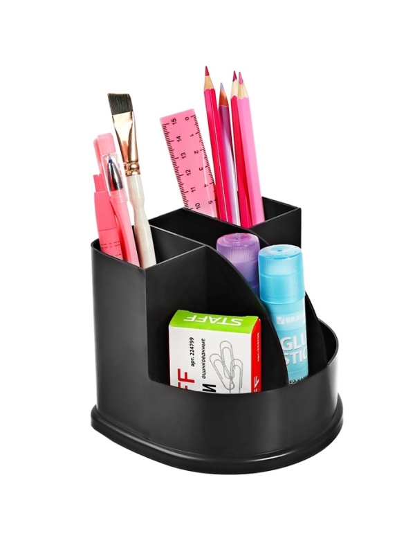 Подставка-органайзер для канцелярии 5 отделений, "Профи", черная