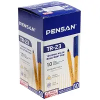 Ручка шариковая Pensan. ТR-23, синий стержень, игольчатый узел 1 мм, на масляной основе, треугольный корпус
