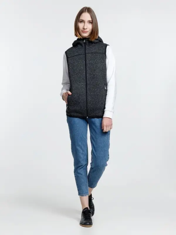 Жилет с капюшоном унисекс Gotland, черный, размер S Жилет с капюшоном унисекс Gotland, черный, размер S